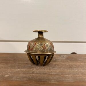 Vintage Etched Brass Indian Elephant Claw Bell 2" Tall